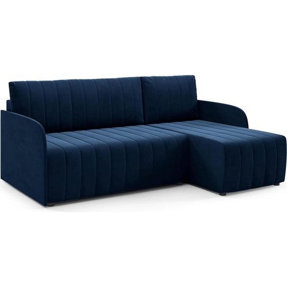 LIKMA Canapé d’angle Otto SLIM 208x145 cm Bleu Marine Convertible Couchage 200x140 cm Coffre de Rangement Canapé 3 Places Compact