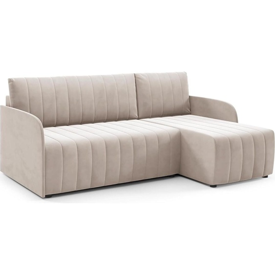 LIKMA Canapé d’angle Otto SLIM 208x145 cm Crème Convertible Couchage 200x140 cm Coffre de Rangement Canapé 3 Places Compact