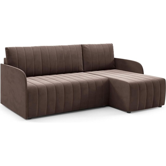 LIKMA Canapé d’angle Otto SLIM 208x145 cm Marron Convertible Couchage 200x140 cm Coffre de Rangement Canapé 3 Places Compact