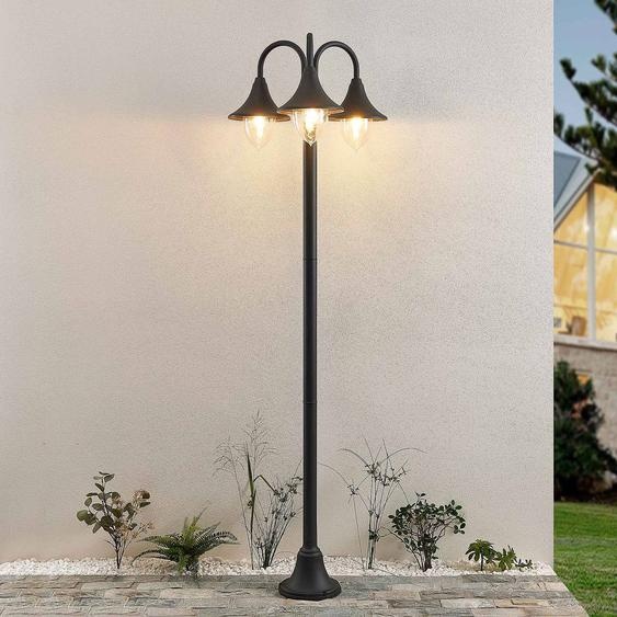 Lindby lampadaire dextérieur Edric, hauteur 215 cm, anthracite, aluminium Edric Lindby, dimmable, noir, Aluminium, Vintage