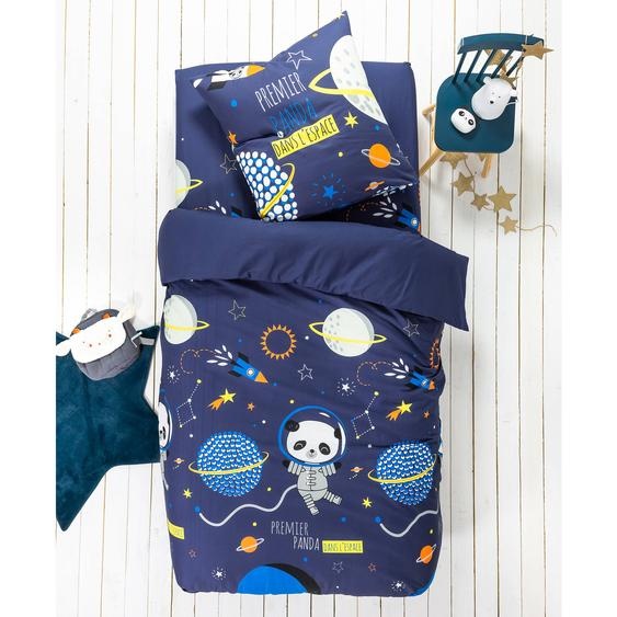 Linge de lit enfant Pao imprimé espace - coton  - Drap-housse 1 Personneonne : 90x190cm - Bleu - Colombine Des Petits