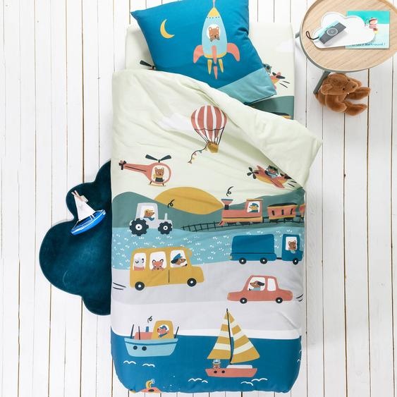 Linge de lit enfant Trafic imprimé voitures - coton  - Drap-housse 1 Personneonne : 90x190cm - Beige - Colombine Des Petits