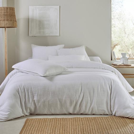 Linge de lit uni biface lin lavé / coton lavé  -