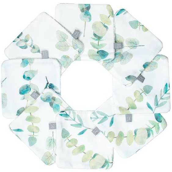 Lingettes Bébé Lavables 8 Pièces Blanc Imprimé Eucalyptus