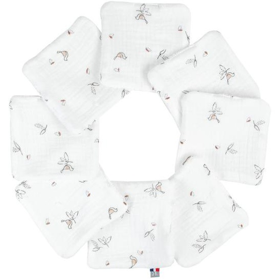 Lingettes Bébé Lavables 8 Pièces Blanc Imprimé Minimaliste