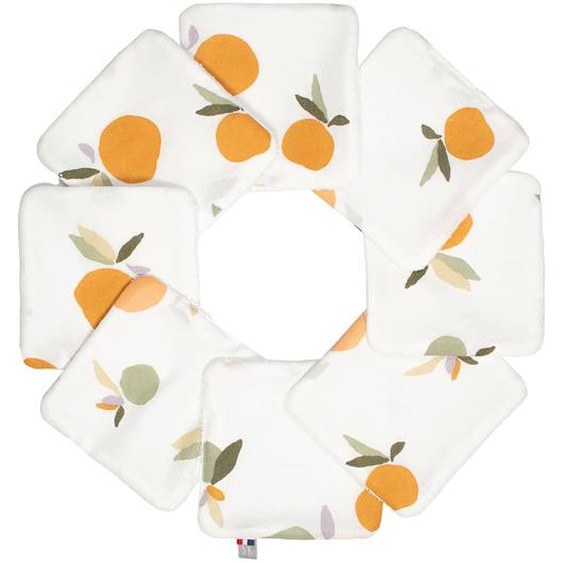 Lingettes Bébé Lavables 8 Pièces Orange Fond Blanc