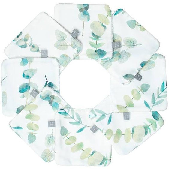 Lingettes Bébé Lavables En Coton 8 Pièces Stella Eucalyptus, Vert, Gris