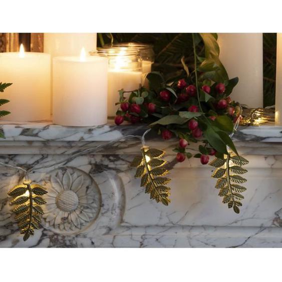 LINVOSGES Guirlande lumineuse fougères Poème hivernal Metal doré 2.85 m