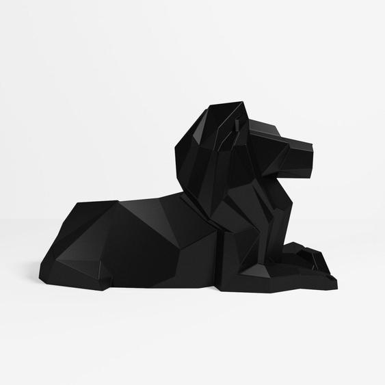 Lion décoratif Majestuous noir, statuette origami en polyrésine