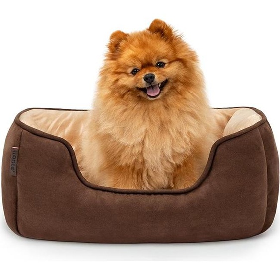 lionto 2-in-1 Hundekissen aus Wildlederimitat, 60x50 cm, braun/beige /2