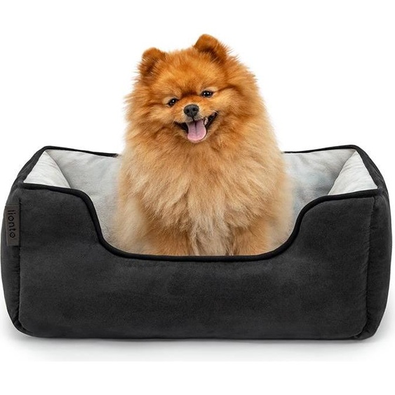 lionto 2-in-1 Hundekissen aus Wildlederimitat, 60x50 cm, schwarz/grau /2