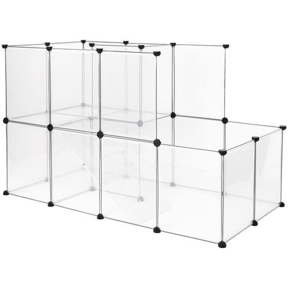 lionto Enclos pour rongeurs, 2 étages avec rampe, enclos en plastique transparent, extensible & facile à nettoyer, 147x75x92 cm