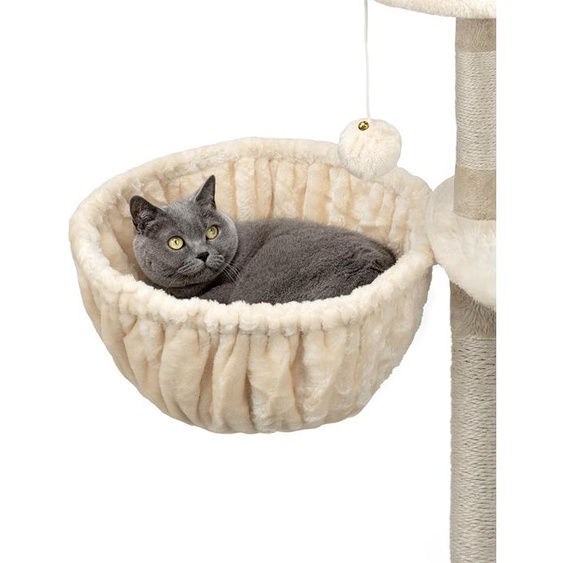 lionto Nid pour arbre à chat, surface de repos avec cadre métallique robuste & revêtement en tissu, 40 cm de diamètre, 25 cm de profondeur, beige