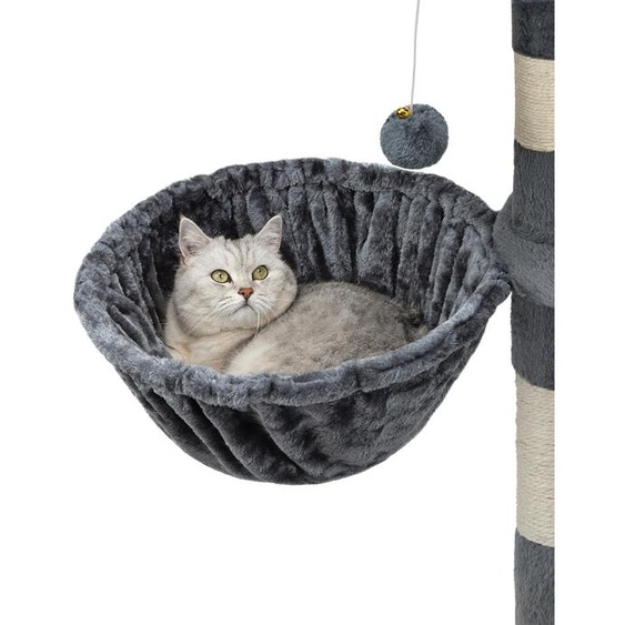 lionto Nid pour arbre à chat, surface de repos avec cadre métallique robuste & revêtement en tissu, 40 cm de diamètre, 25 cm de profondeur, gris