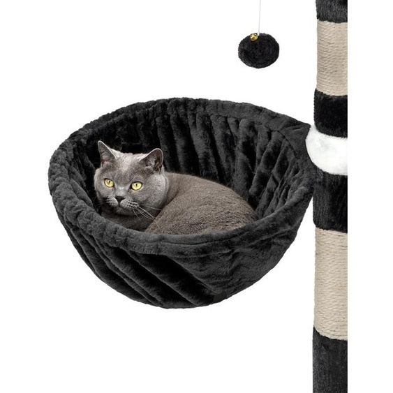 lionto Nid pour arbre à chat, surface de repos avec cadre métallique robuste & revêtement en tissu, 40 cm de diamètre, 25 cm de profondeur, noir