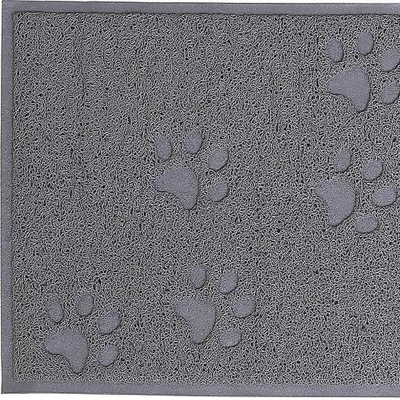 lionto Tapis de litière pour chats, tapis hygiénique pour bac à litière et gamelle, lavable et antidérapant, 32x45 cm, gris