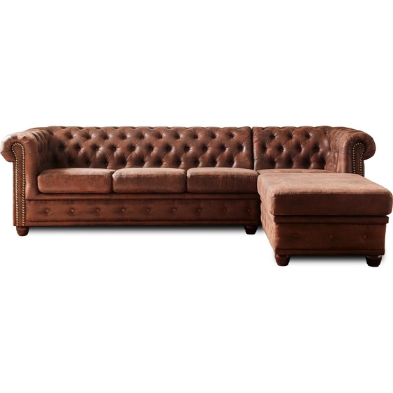 Lisa Design Winston - Canapé dangle Chesterfield - 4 places - style industriel - droit , Marron
