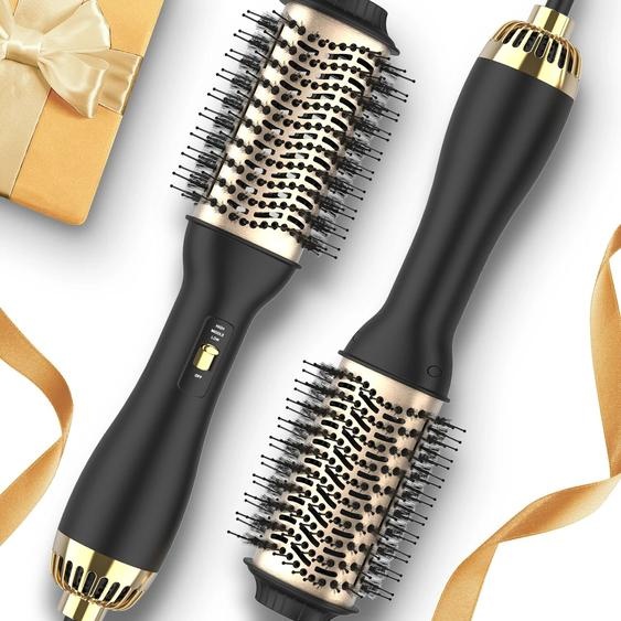 LISAPRO brosse à Air chaud en une étape et volumateur PLUS 2.0 sèche-cheveux et coiffeur nouvelle brosse à bigoudi noire dorée