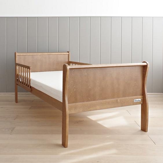 Lit junior blanc et rose LUNA 200x90cm avec matelas pour chambre