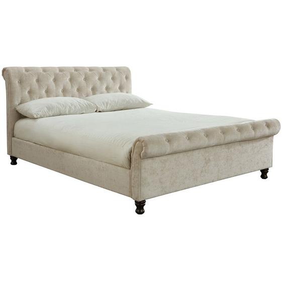 Lit 2 places 160x200 en lin capitonné RILEY - MILIBOO - Classique - Intemporel - Beige