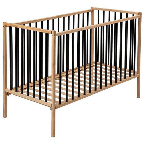 Lit À Barreaux Bébé - Rémi - En Bois Massif Bois Hybride Noir