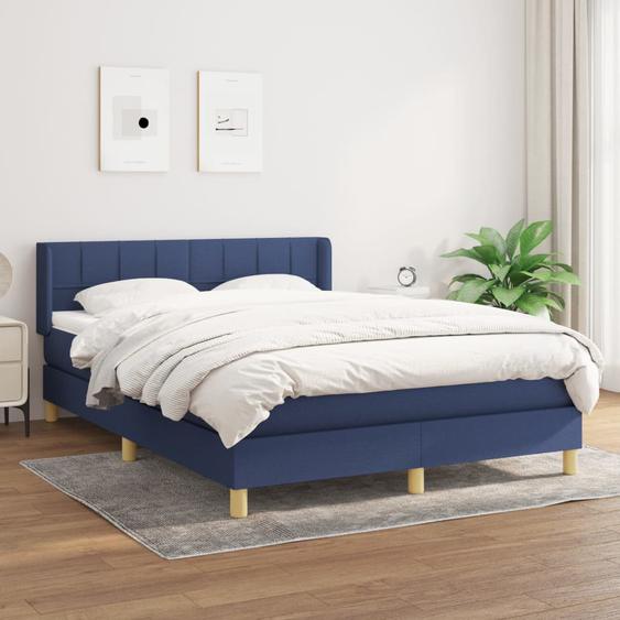 Lit à sommier tapissier avec matelas Bleu 140x200 cm Tissu