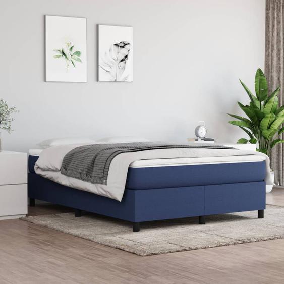 Lit à sommier tapissier avec matelas Bleu 140x200 cm Tissu