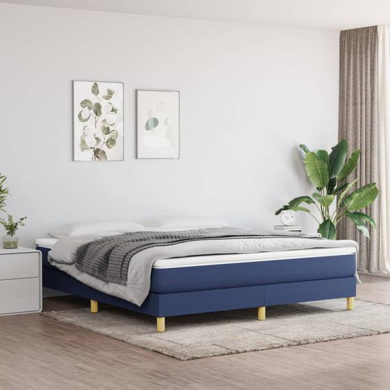 Lit à sommier tapissier avec matelas Bleu 160x200 cm Tissu