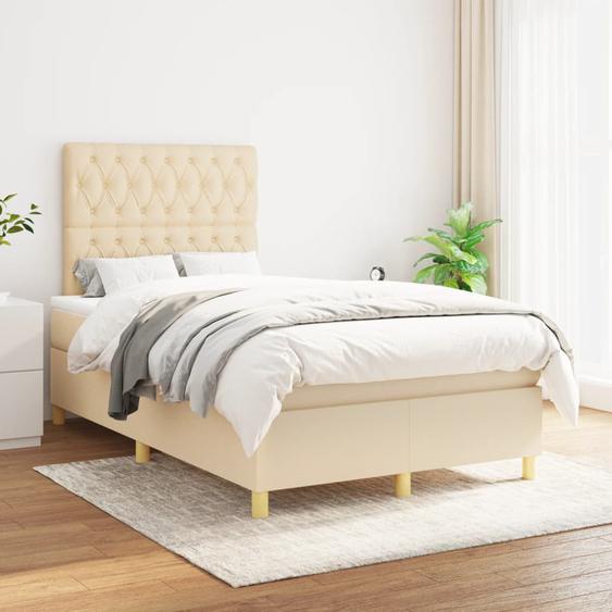 Lit à sommier tapissier avec matelas Crème 120x200 cm Tissu