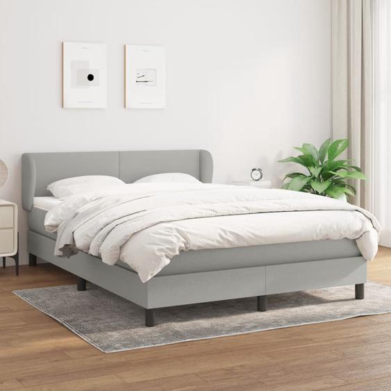 Lit à sommier tapissier avec matelas Gris clair 140x190cm Tissu