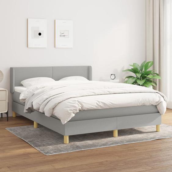 Lit à sommier tapissier avec matelas Gris clair 140x190cm Tissu