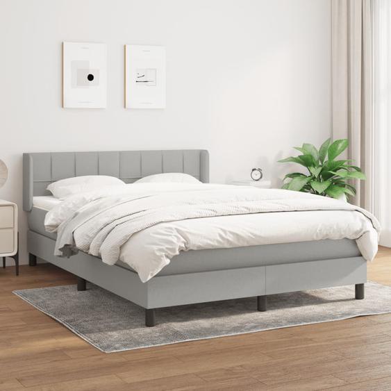 Lit à sommier tapissier avec matelas Gris clair 140x200cm Tissu
