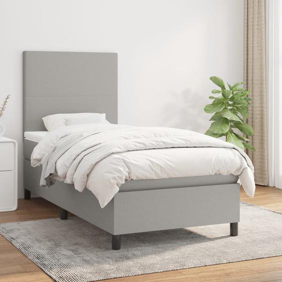 Lit à sommier tapissier avec matelas Gris clair 80x200 cm Tissu