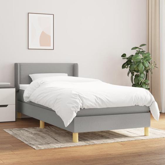 Lit à sommier tapissier avec matelas Gris clair 90x200 cm Tissu