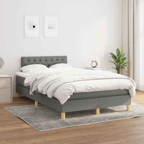 Lit à sommier tapissier avec matelas Gris foncé 120x200cm Tissu
