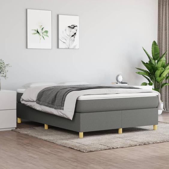 Lit à sommier tapissier avec matelas Gris foncé 140x190cm Tissu