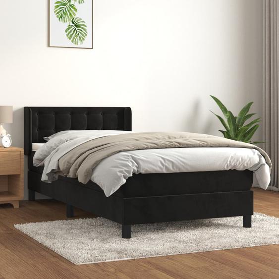 Lit à sommier tapissier avec matelas Noir 100x200 cm Velours