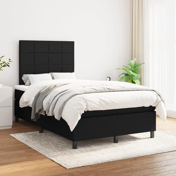 Lit à sommier tapissier avec matelas Noir 120x200 cm Tissu