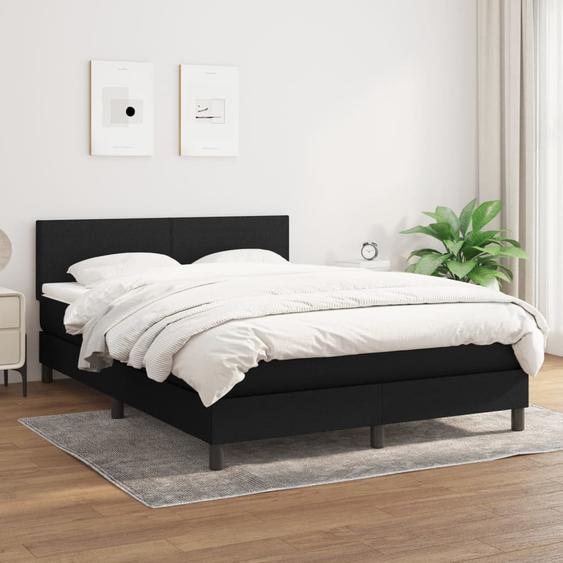 Lit à sommier tapissier avec matelas Noir 140x200 cm Tissu