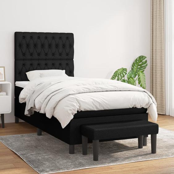 Lit à sommier tapissier avec matelas Noir 90x190 cm Tissu