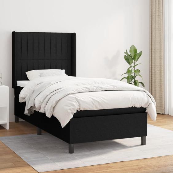 Lit à sommier tapissier avec matelas Noir 90x200 cm Tissu