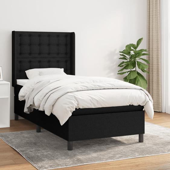 Lit à sommier tapissier avec matelas Noir 90x200 cm Tissu