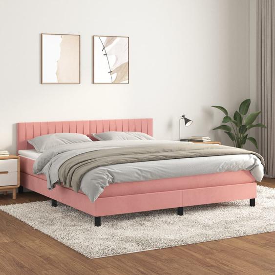 Lit à sommier tapissier avec matelas Rose 180x200 cm Velours