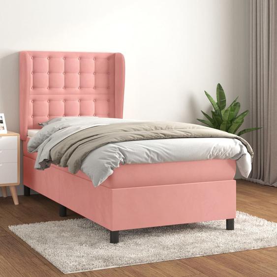 Lit à sommier tapissier avec matelas Rose 90x190 cm Velours