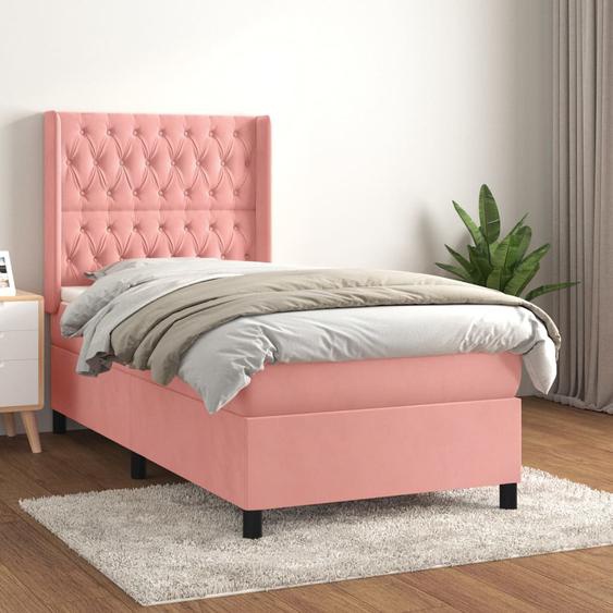 Lit à sommier tapissier avec matelas Rose 90x200 cm Velours