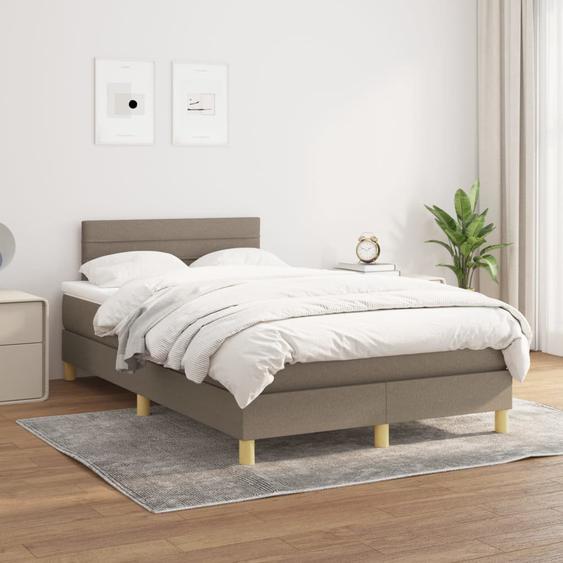 Sommier à lattes de lit avec matelas Taupe 120x200 cm Tissu