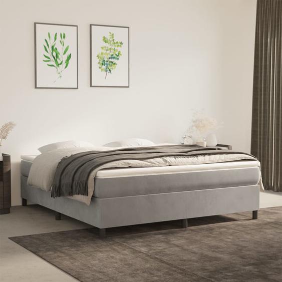 Lit à sommier tapissier et matelas Gris clair 160x200cm Velours