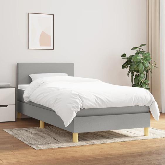 Lit à sommier tapissier et matelas Gris clair 90x190 cm Tissu