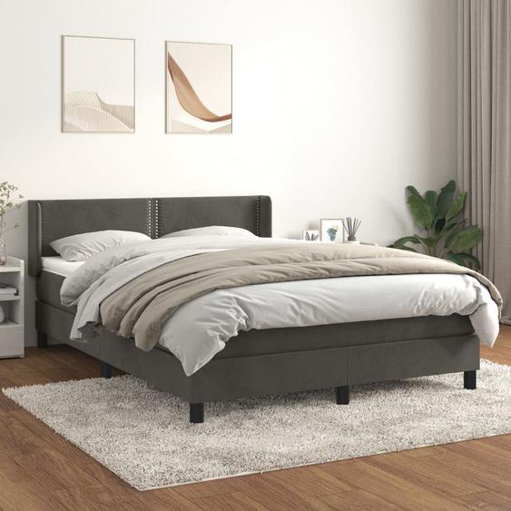 Lit à sommier tapissier et matelas Gris foncé 140x190cm Velours
