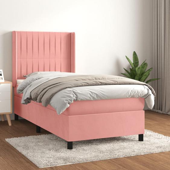Lit à sommier tapissier et matelas Rose 80x200 cm Velours